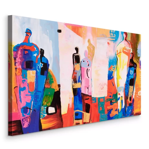 Canvas Geometrische silhouetten in een intense, veelkleurige compositie