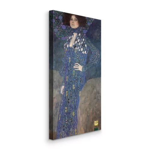 Canvas Portret van Emilie Flöge in een jurk met decoratief patroon