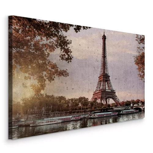 Canvas Herfst aan de rivier in het centrum van Parijs