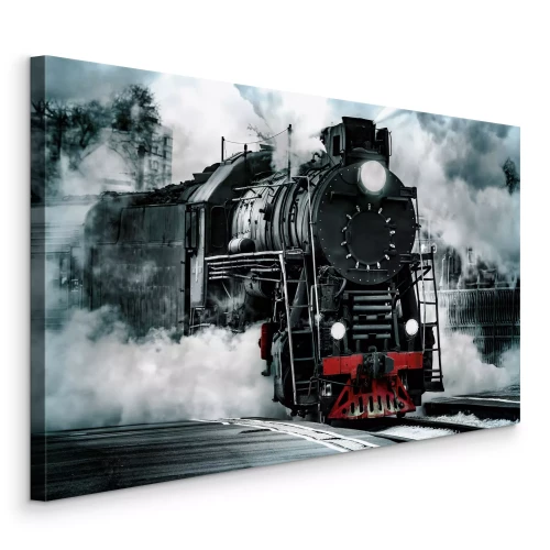 Canvas Een locomotief in dikke mist