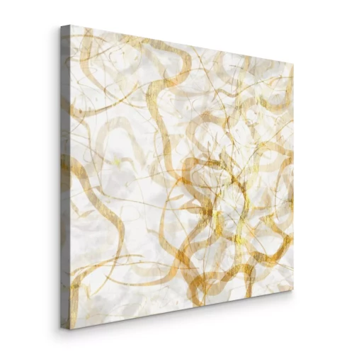 Canvas Gouden golvende strepen in lichtgevend wit