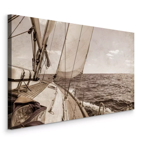 Canvas Een zeilboottocht op een ruwe zee