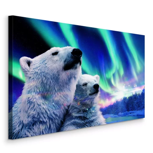 Canvas Majestueuze beren onder het noorderlicht