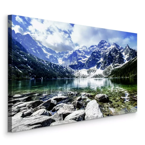 Canvas Het Tatragebergte boven een helder bergmeer