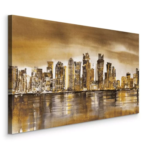 Canvas Een schilderachtig uitzicht op de stad met wolkenkrabbers