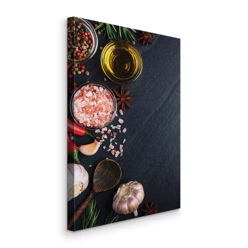 Canvas Kruiden met olijfolie, knoflook en pittige chili