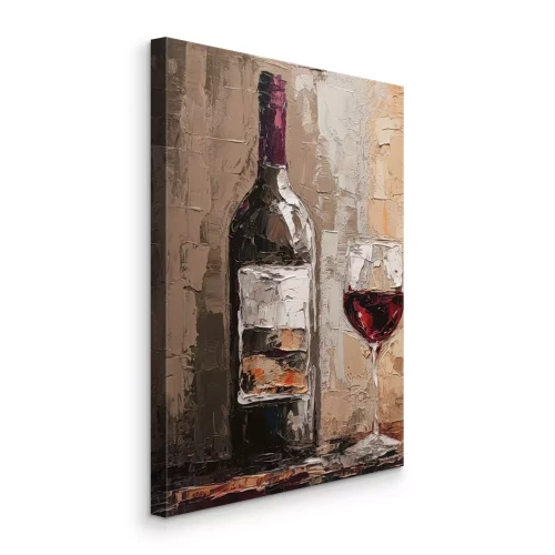 Canvas Een elegant wijnarrangement met een fles op tafel