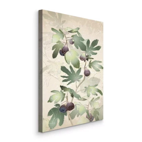 Canvas Natuurlijke vijgentak met sappig fruit en bladeren