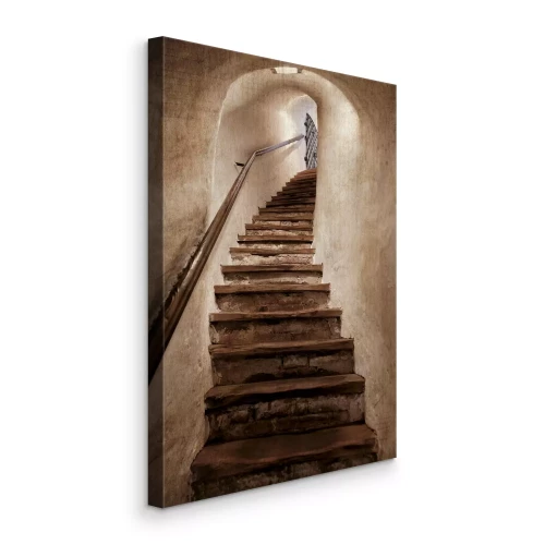 Canvas Oude trap die naar de poort leidt