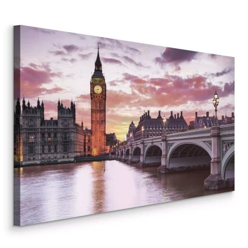 Canvas De gouden gloed van Londen en de rivier