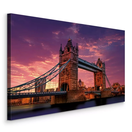 Canvas Londen in paarse stralen