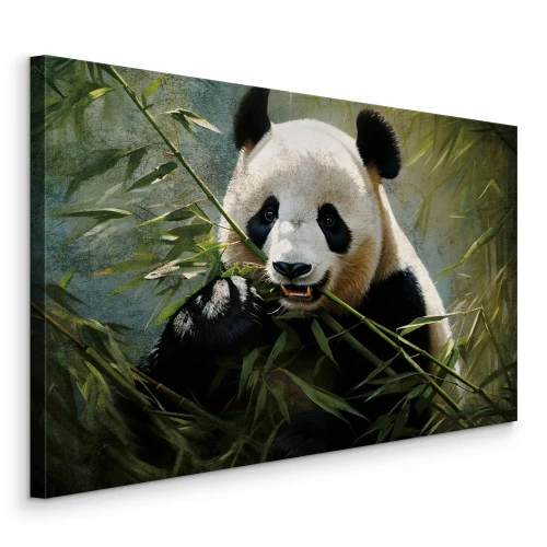 Canvas Panda in een groen bamboebos