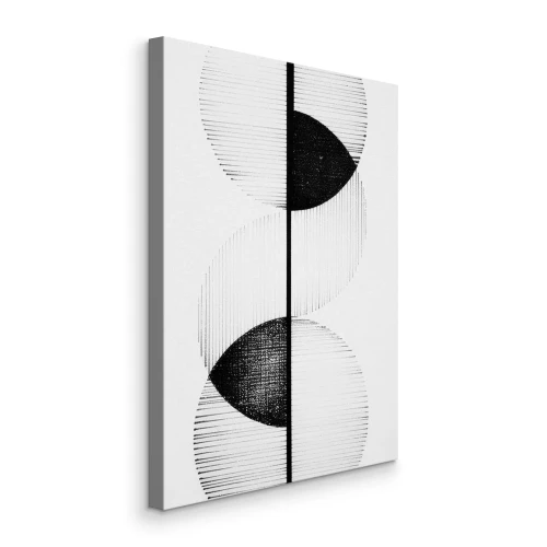 Canvas Symmetrie van zwarte en witte halve manen