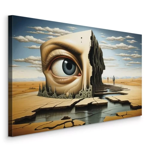 Canvas Een monumentaal blok met een oog in het landschap