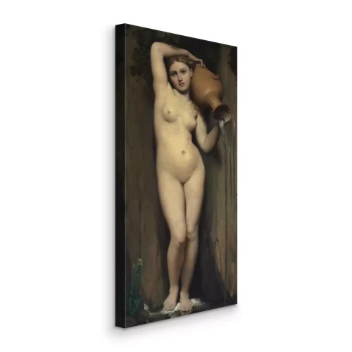 Canvas Een meisje houdt een vat met stromend water vast