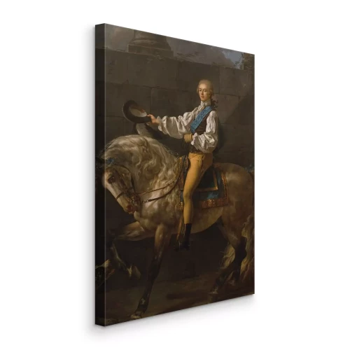 Canvas Een ruiter met een hoed tegen de achtergrond van muren