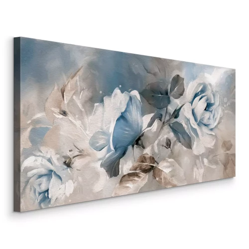 Canvas Aquarelblauwe rozenbloemen met subtiele kleuren