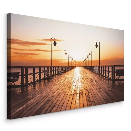 Canvas Schilderachtig landschap van de pier in de gloed van de zonsondergang