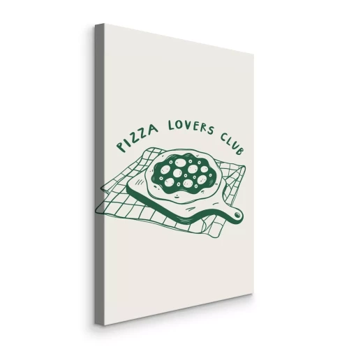 Canvas Artistieke schets van een pizza op een houten plank