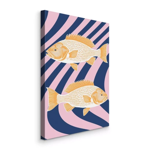 Canvas Abstracte vis met een gestreepte achtergrond
