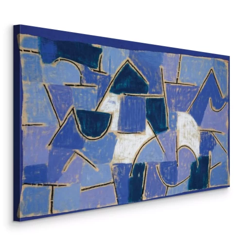 Canvas Abstracte figuren op een blauwe achtergrond