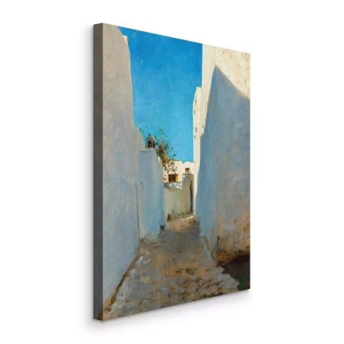 Canvas Een wandeling langs de straten aan de kust in het zomerlicht