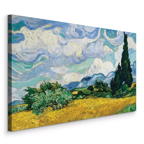 Canvas Schilderachtig landelijk landschap met een tarweveld