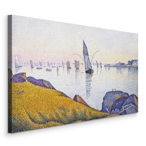 Canvas Een schilderachtig tafereel van zeilboten op de wijde zee