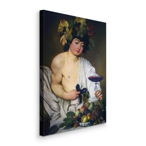 Canvas Bacchus omringd door sappige druiven en fruit