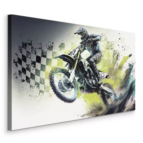 Canvas Snelheid van een man op een sportmotor