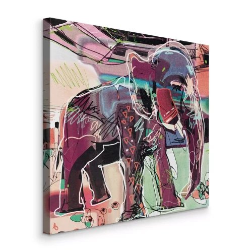 Canvas Artistieke interpretatie van een olifant