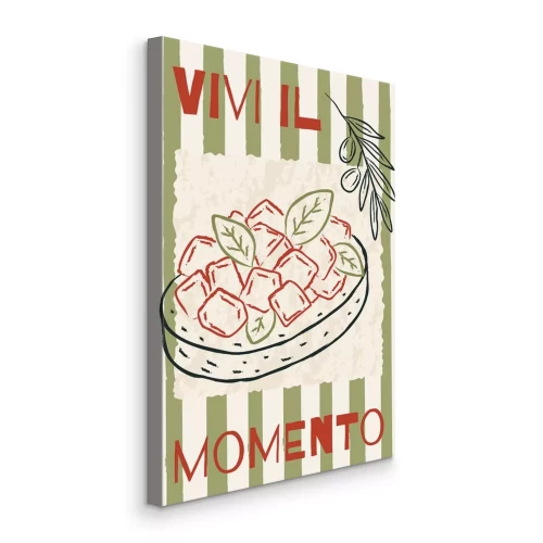 Canvas Zomertomatensalade op een gestreepte achtergrond