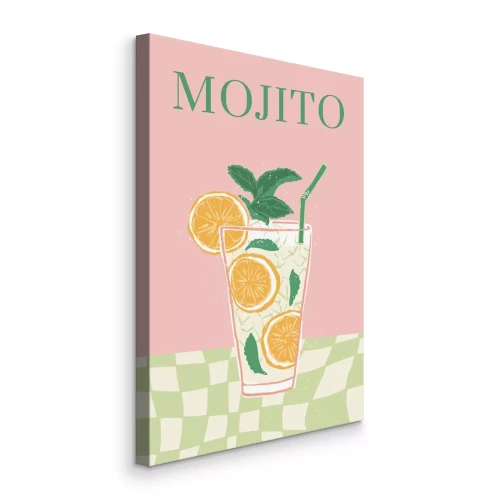 Canvas Een verfrissend drankje met munt en verse sinaasappel