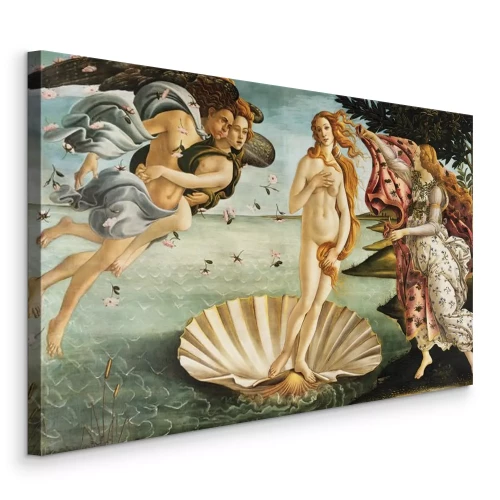 Canvas De geboorte van Venus, de mythologische godin op een schelp