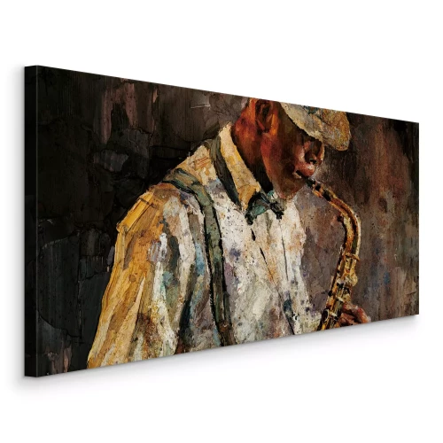 Canvas De sfeer van een geschilderde jazzavond