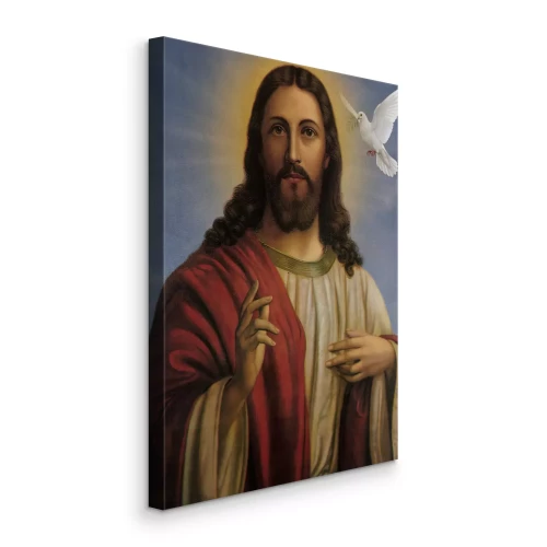 Canvas Goddelijke Redder met een witte vogel