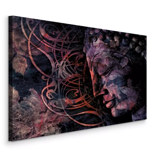 Canvas Boeddha&#39;s gezicht tussen de ornamenten