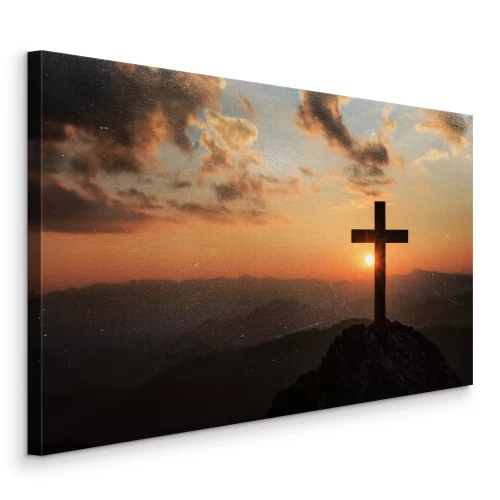 Canvas Symbolen van het christelijk geloof bovenaan