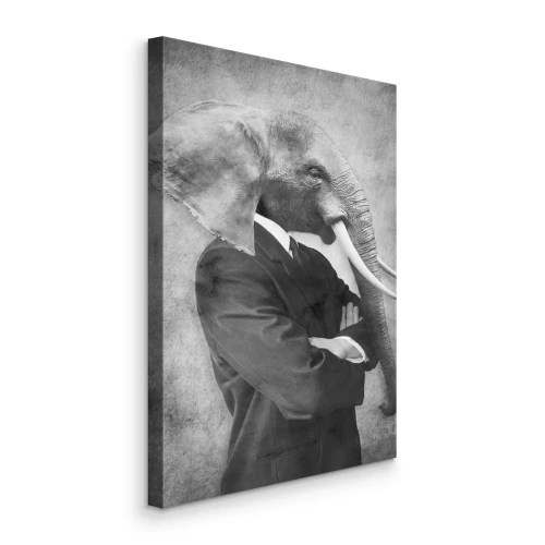 Canvas Abstract portret van een man met een olifantenkop