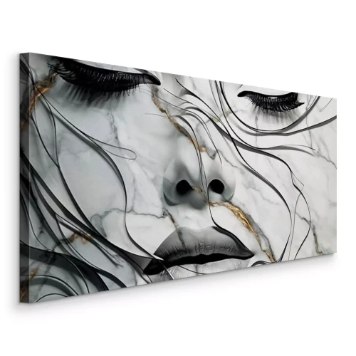 Canvas Artistiek portret van een vrouw met marmeren aderen