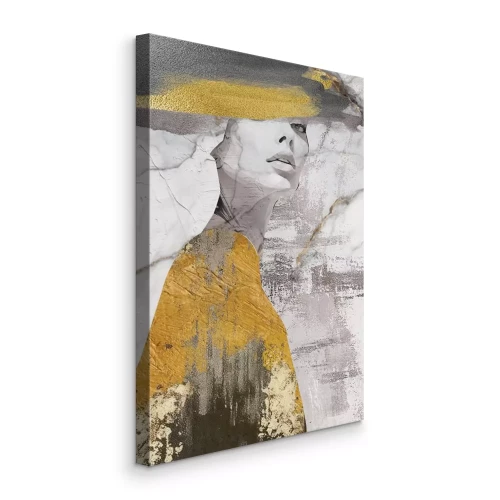 Canvas Glamourportret van een vrouw met marmer