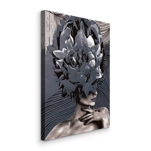 Canvas Portret van een vrouw met een florale abstractie