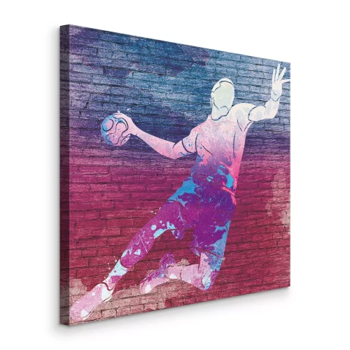 Canvas Atletisch silhouet in beweging op de baksteen