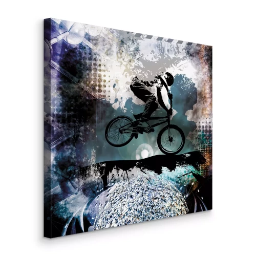Canvas Fietser in abstractie