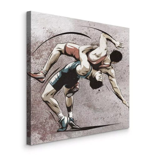 Canvas Een dynamische clash van worstelaars