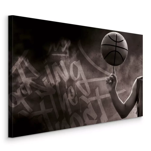 Canvas Een speler die een basketbaltruc laat zien