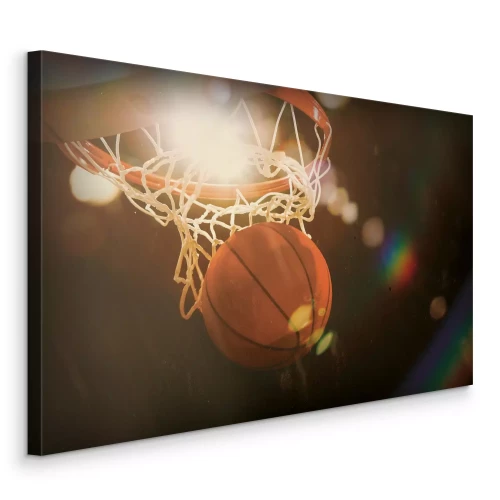 Canvas Dynamische opname van een basketschot