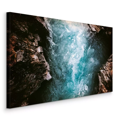 Canvas Smaragdgroen water tussen de rotsen