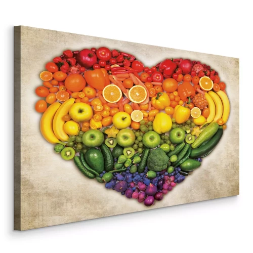 Canvas Een harmonie van kleuren en smaken in de vorm van een hart