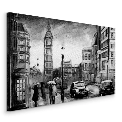 Canvas Retro-taxi op de straten van Londen